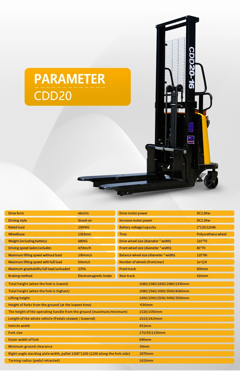 500kg 1000kg Van Self -Loading Semi Electric Stacker Portable Auto Lift Self Loading Pallet Forklift with Lithium Battery