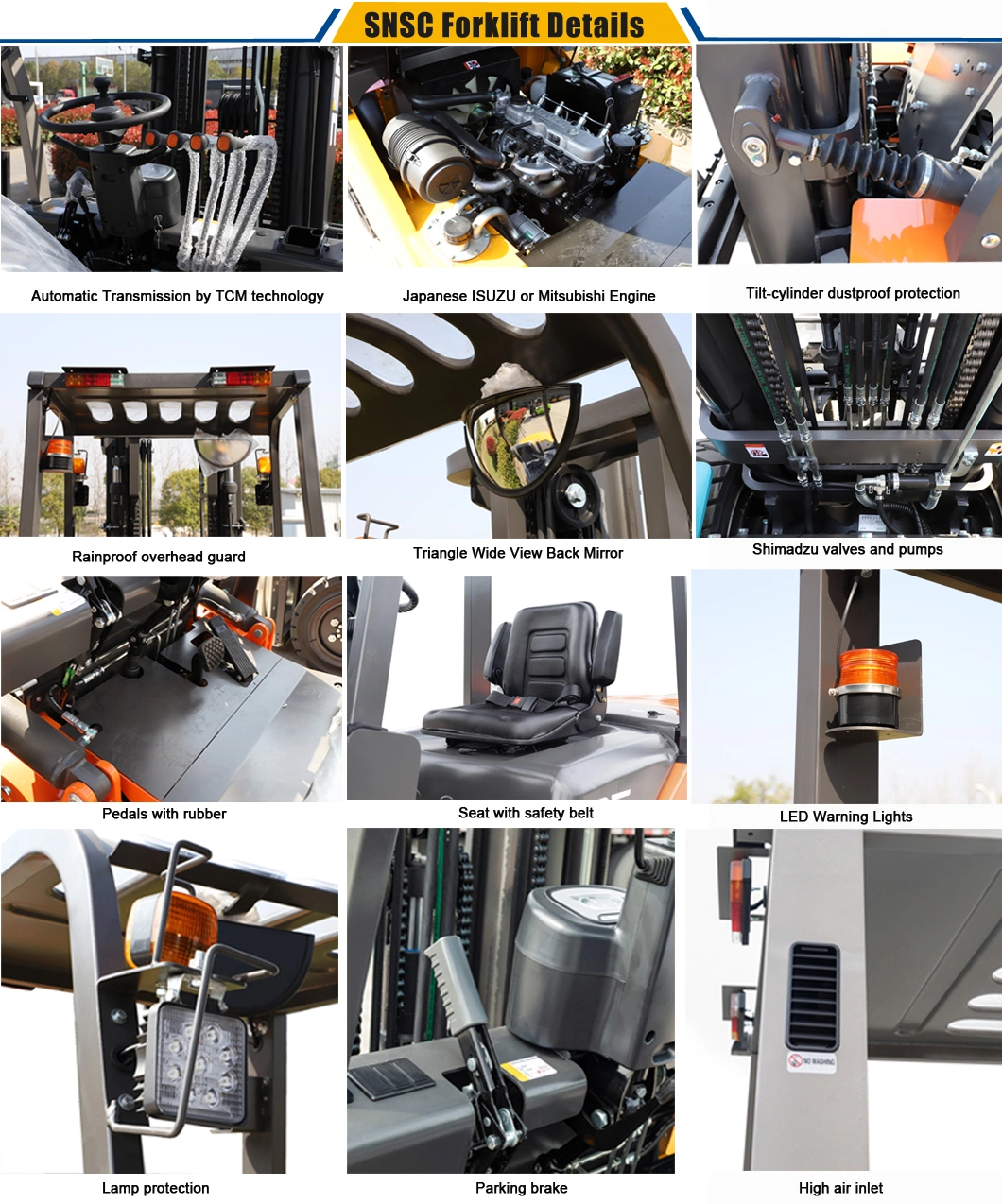 China 2ton 3ton 3.5ton 4ton 5ton 7ton 8ton 10ton LPG Gas Gasoline Petrol Diesel Forklift Truck with Japan Engine