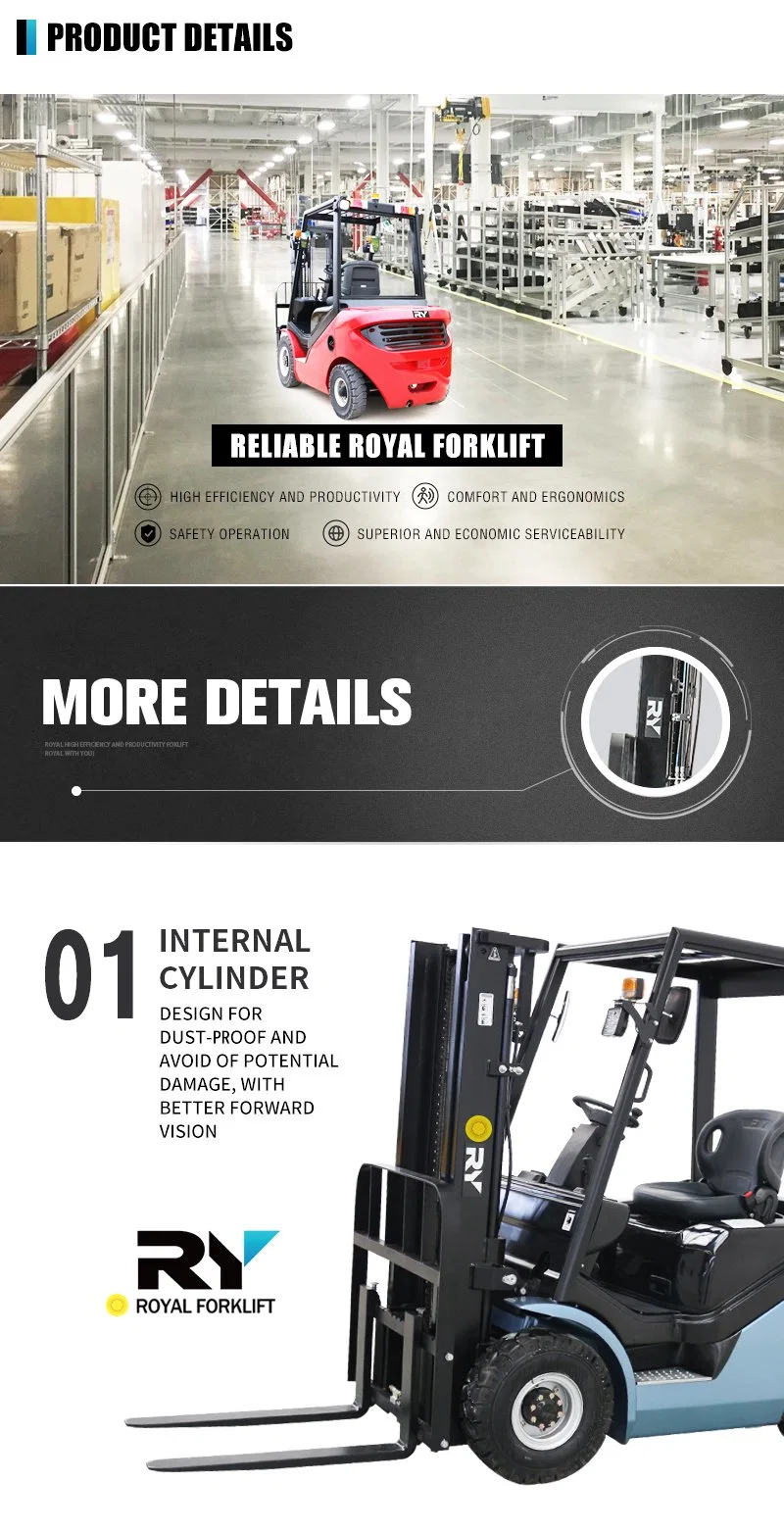 Royal 2.5ton 3ton 5ton High Performance CE Counterbalanced Diesel Forklift Truck with Japanese Isuzu