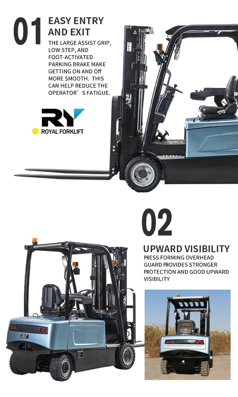 Royal 3 Ton 4 Ton Full Ac Motor Long Working Hours Battery Opration Electric Forklift Truck with Ce Certification